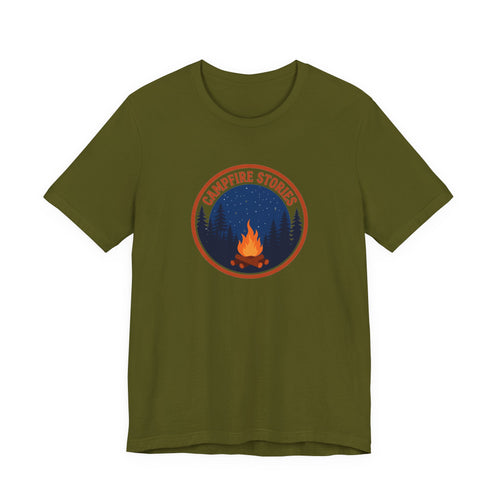 Vintage campfire scene graphic on a Wander Wild Co classic tee