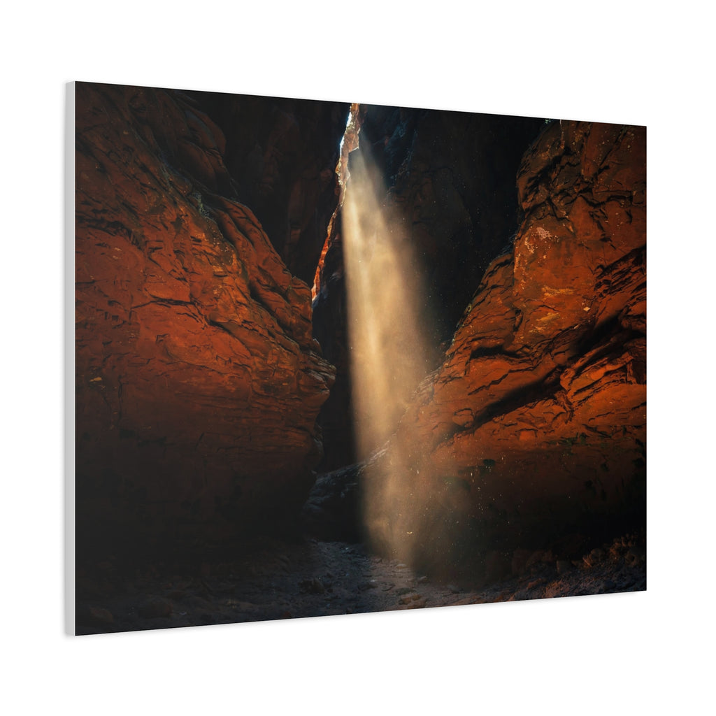 Slot Canyon Light Canvas Print — Red Rock Canyon Sunbeam Wall Art