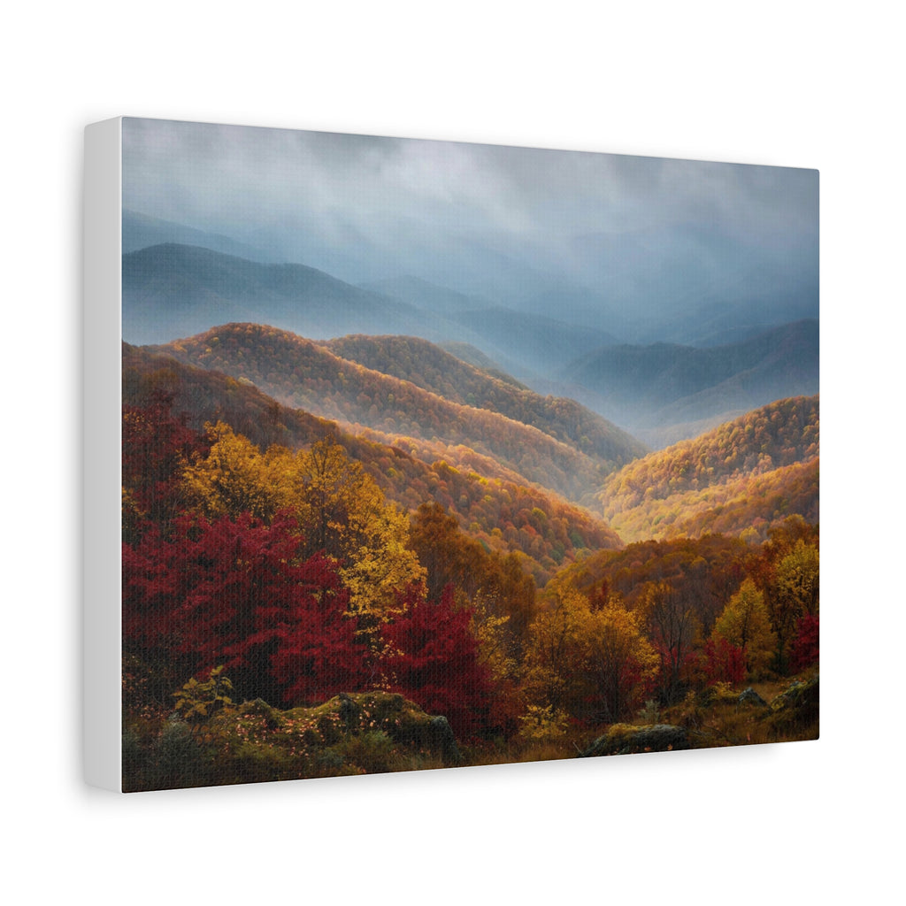 Autumn Ridge Canvas Print — Fall Foliage Mountain Landscape Wall Art