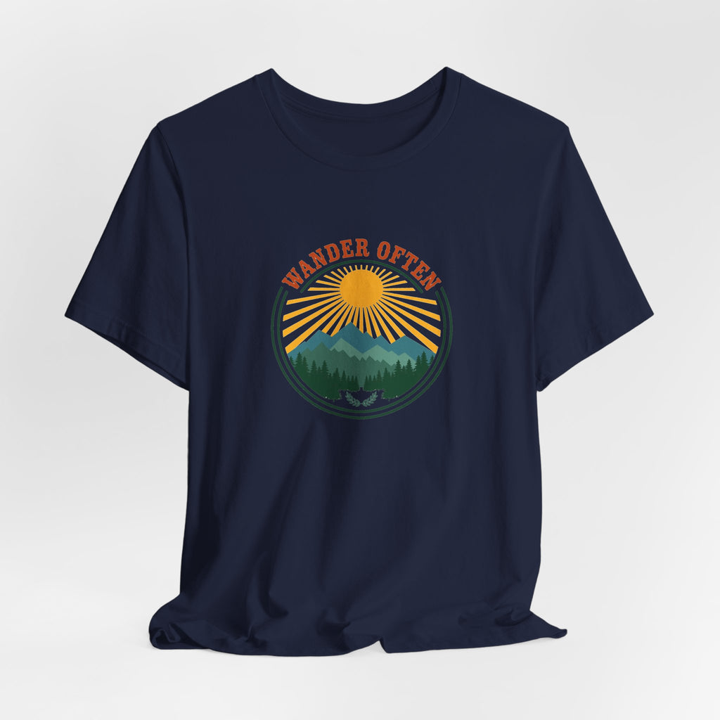 Retro wanderlust badge graphic on a Wander Wild Co vintage classic tee