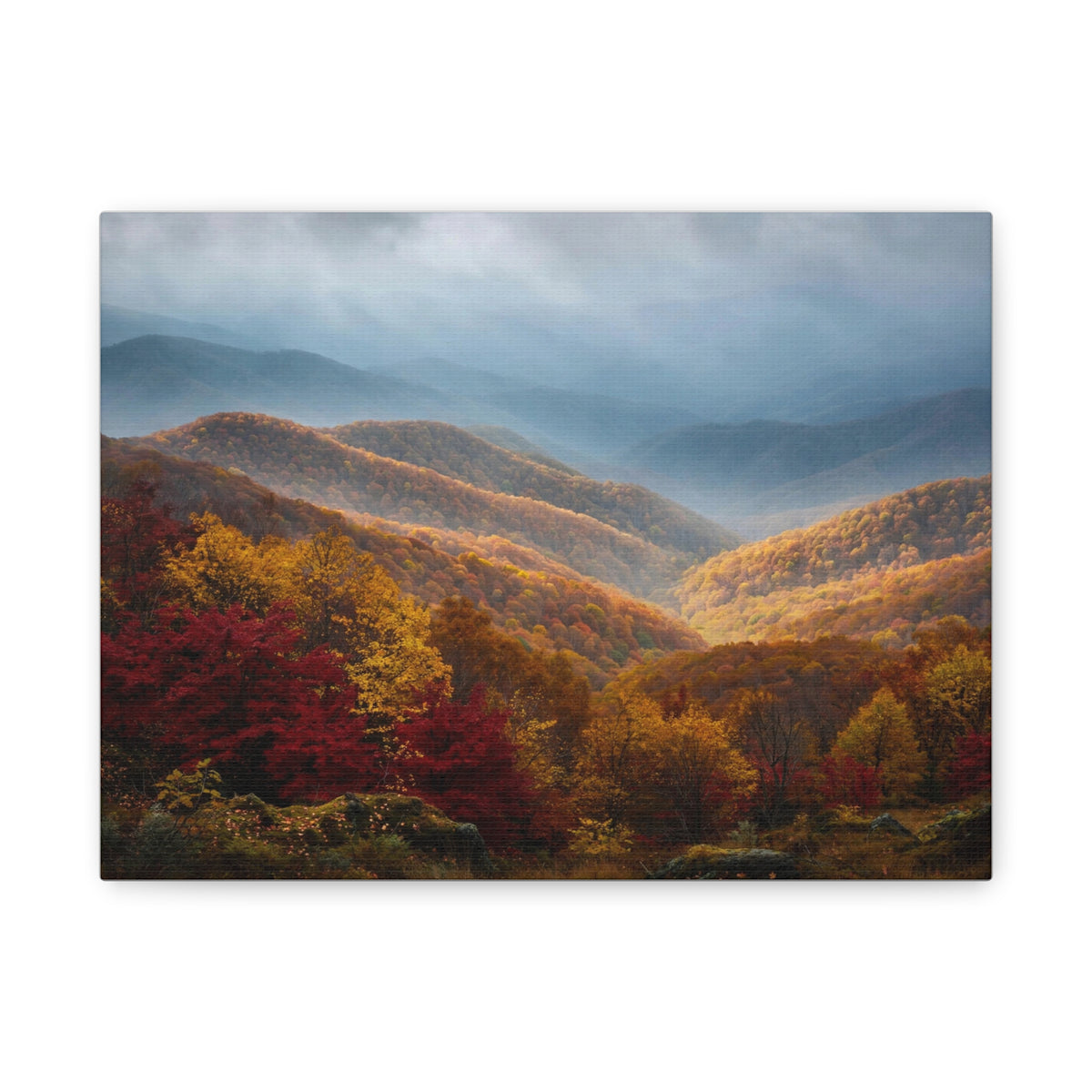 Autumn Ridge Canvas Print — Fall Foliage Mountain Landscape Wall Art