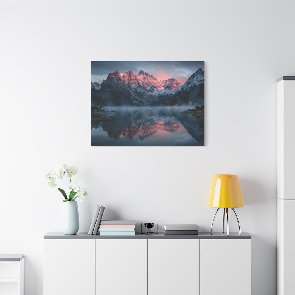 Alpine Dawn Canvas Print — Mountain Sunrise Lake Landscape Wall Art