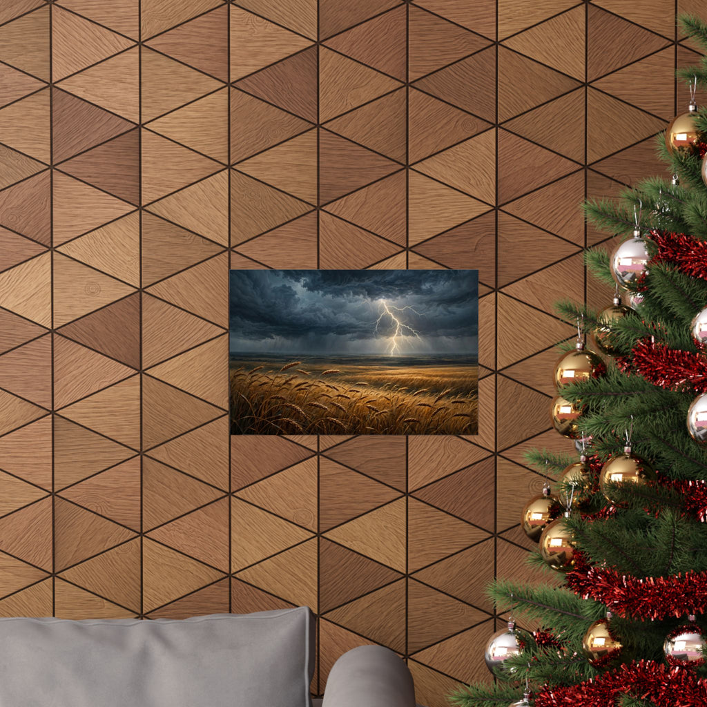 Storm Over the Plains Art Print — Thunderstorm Wheat Field Poster