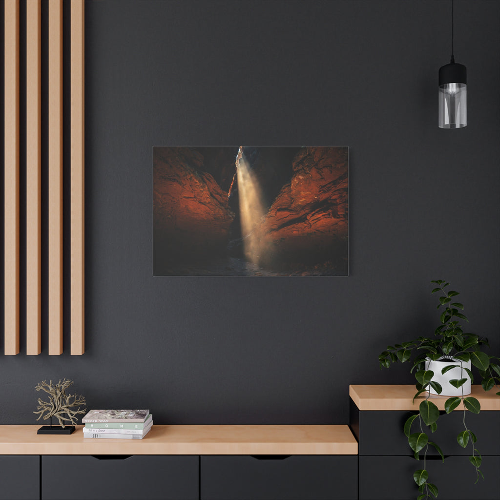 Slot Canyon Light Canvas Print — Red Rock Canyon Sunbeam Wall Art