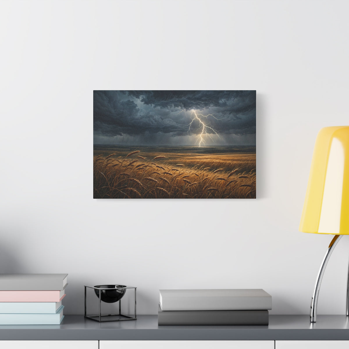 Storm Over the Plains Canvas Print — Lightning Storm Landscape Wall Art