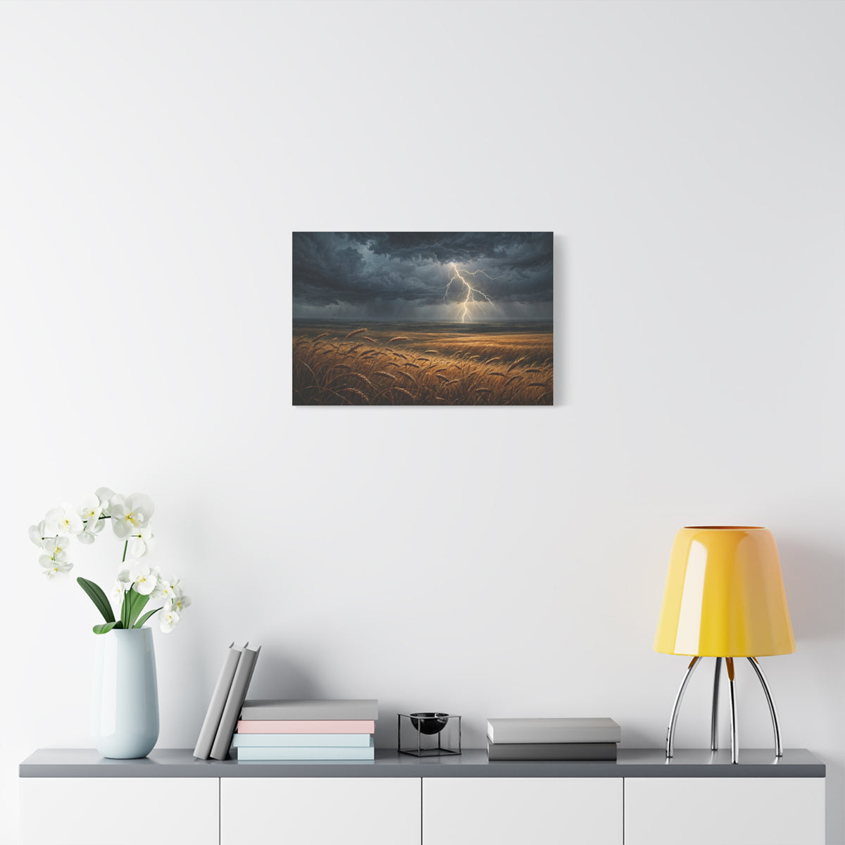 Storm Over the Plains Canvas Print — Lightning Storm Landscape Wall Art