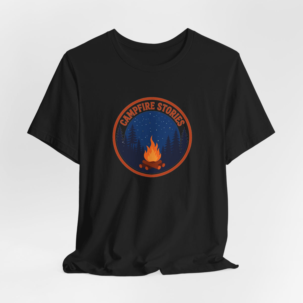 Vintage campfire scene graphic on a Wander Wild Co classic tee