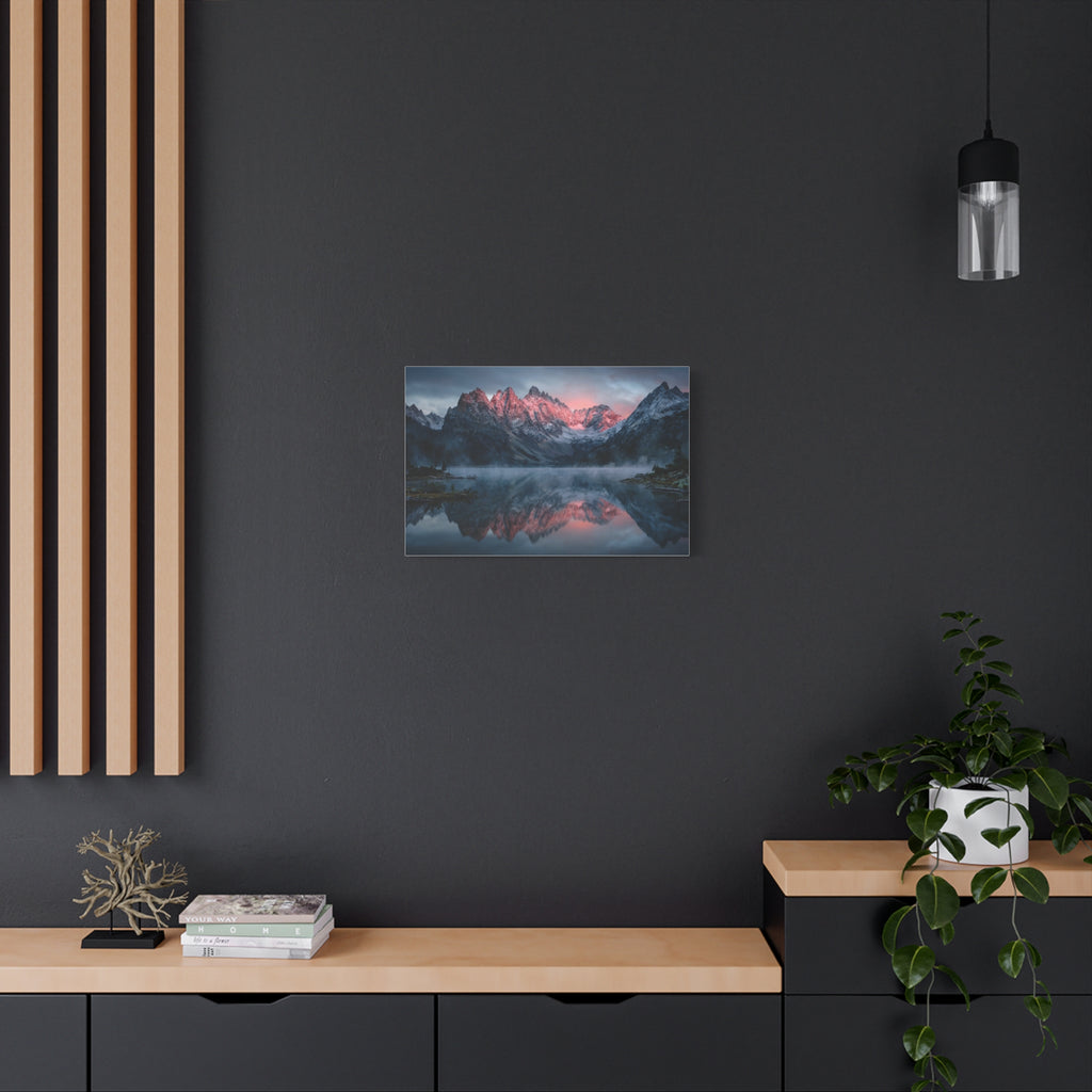 Alpine Dawn Canvas Print — Mountain Sunrise Lake Landscape Wall Art