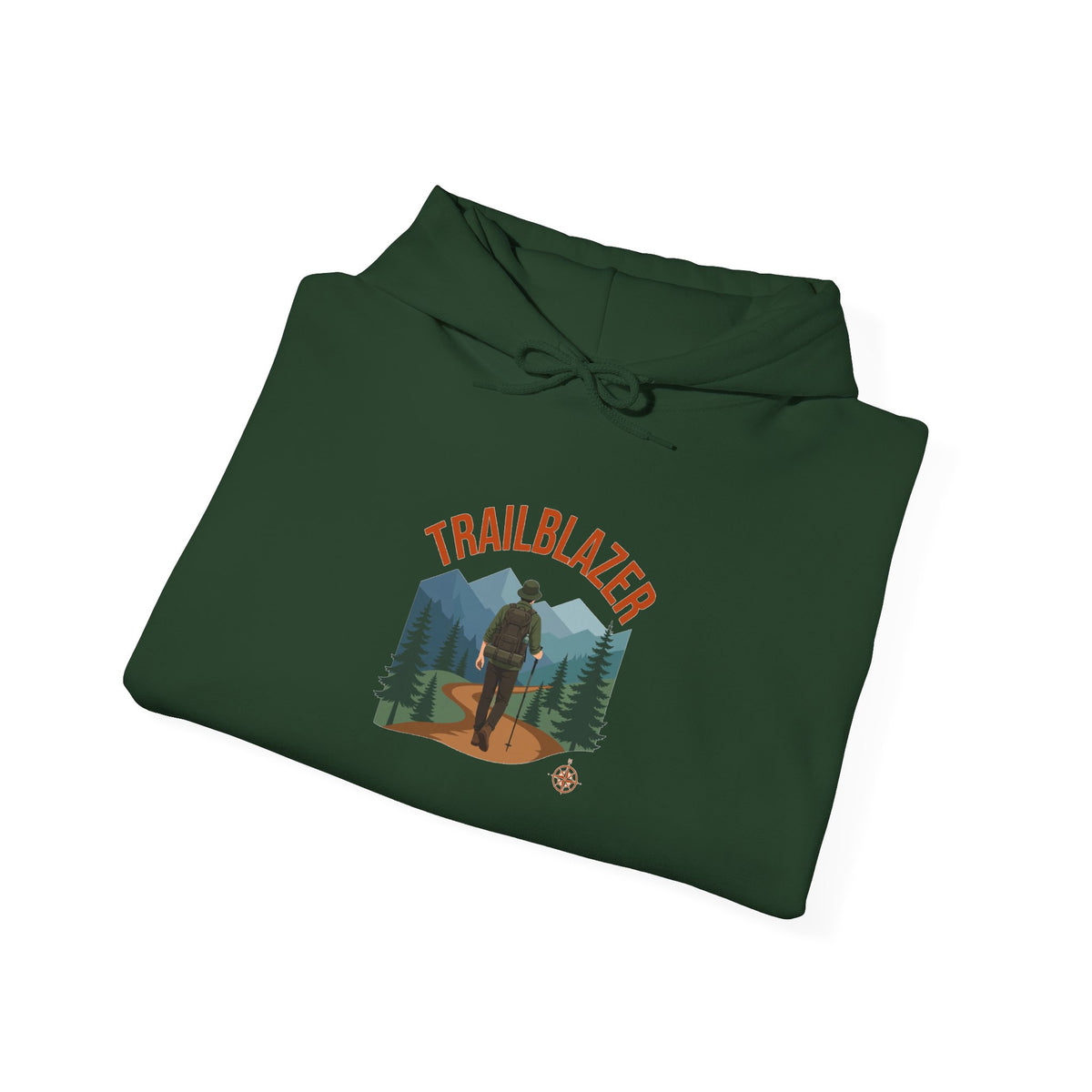 Retro mountain trail badge graphic on a Wander Wild Co vintage pullover hoodie
