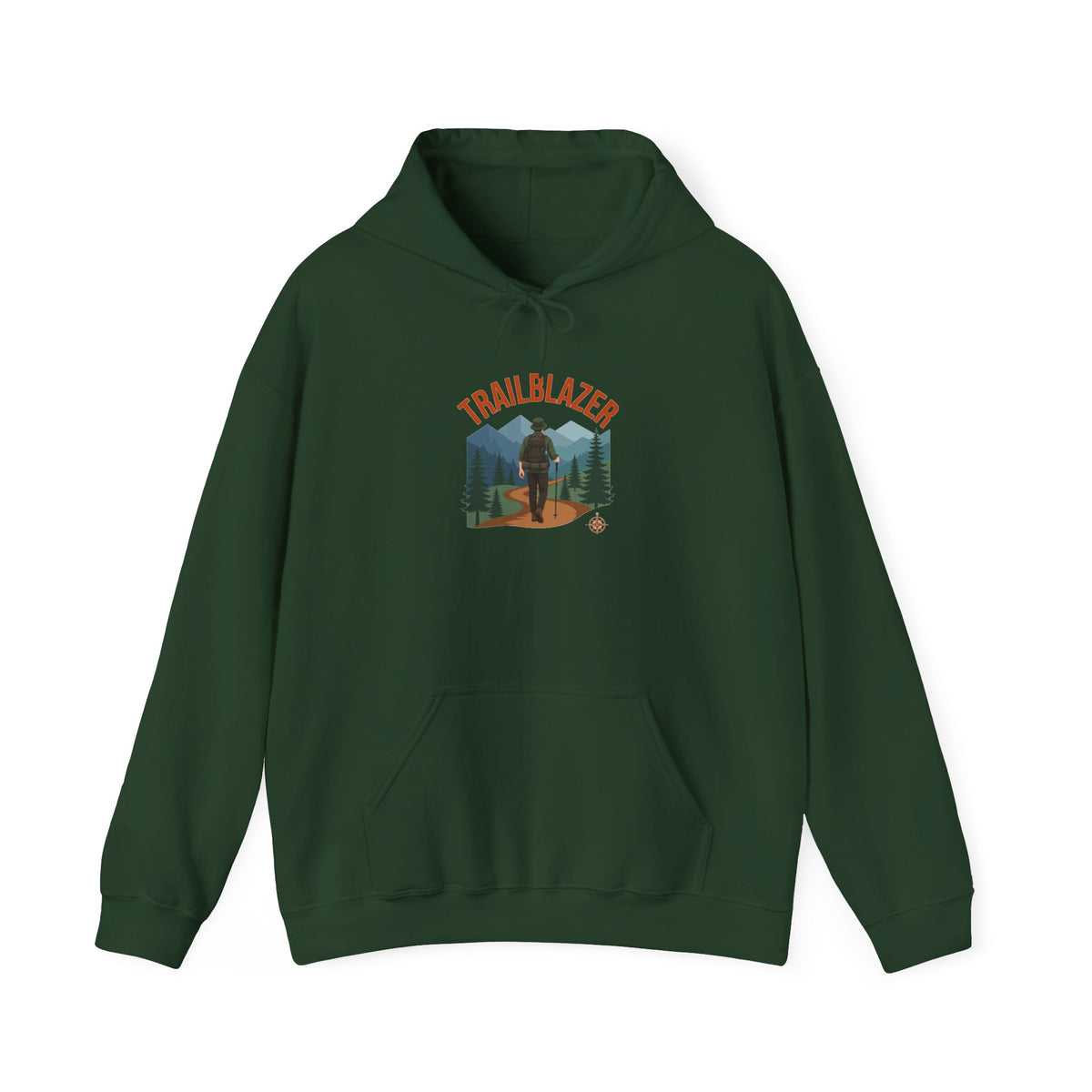 Retro mountain trail badge graphic on a Wander Wild Co vintage pullover hoodie
