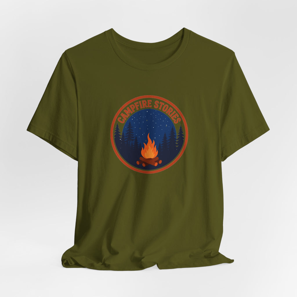 Vintage campfire scene graphic on a Wander Wild Co classic tee