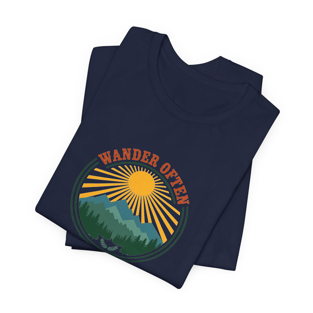 Retro wanderlust badge graphic on a Wander Wild Co vintage classic tee