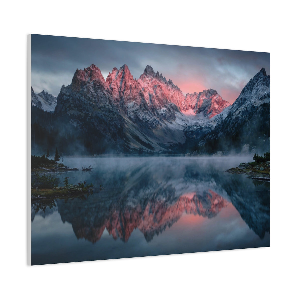 Alpine Dawn Canvas Print — Mountain Sunrise Lake Landscape Wall Art