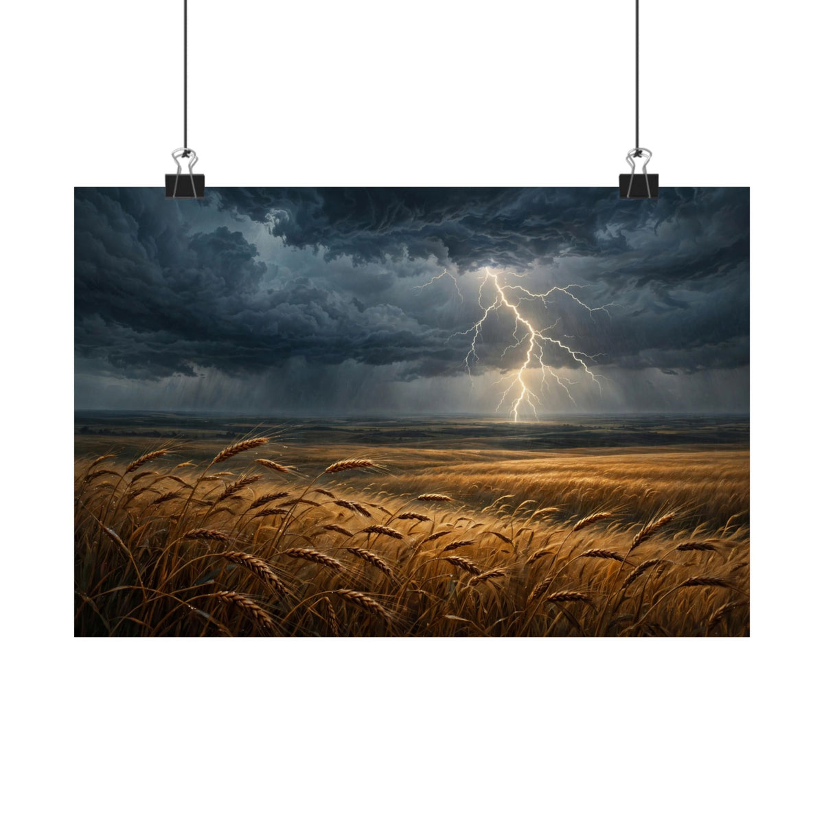 Storm Over the Plains Art Print — Thunderstorm Wheat Field Poster