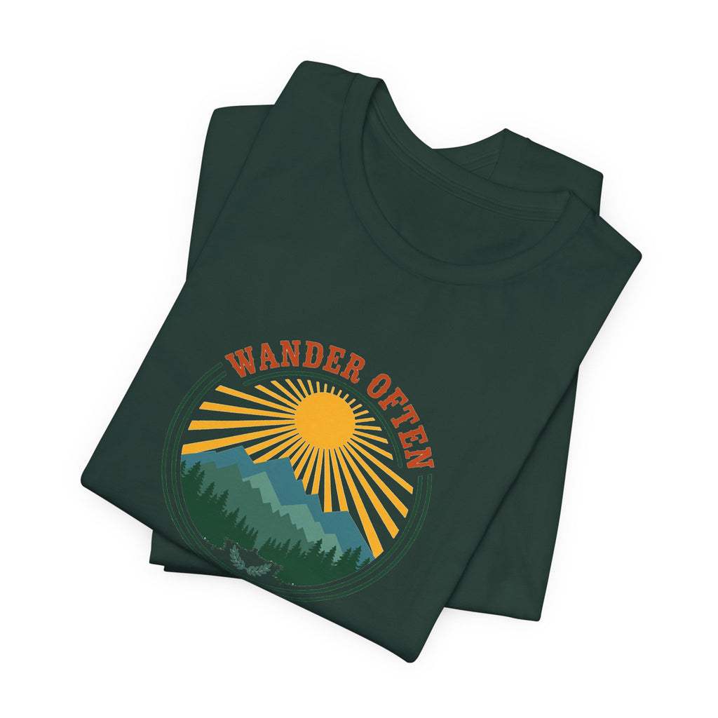 Retro wanderlust badge graphic on a Wander Wild Co vintage classic tee