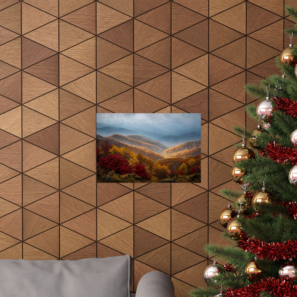 Autumn Ridge Art Print — Fall Colors Mountain Poster