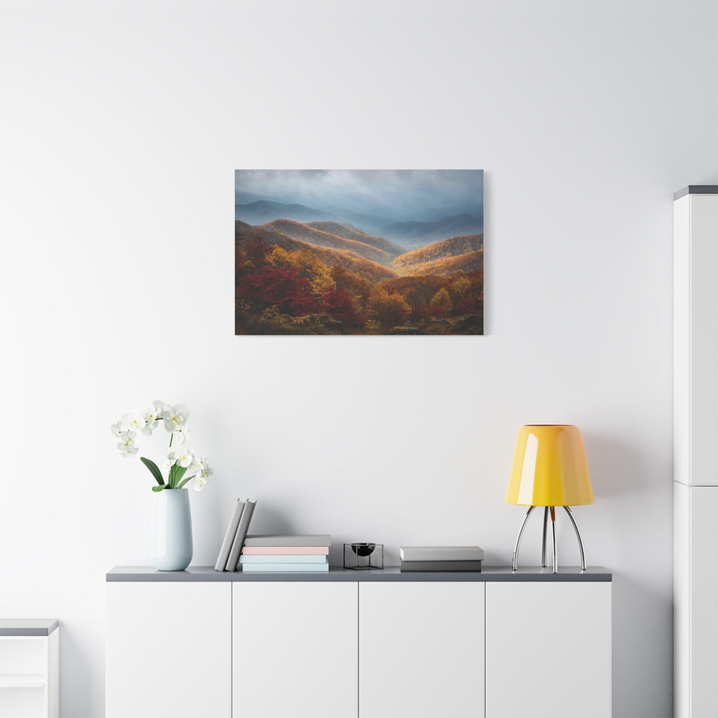 Autumn Ridge Canvas Print — Fall Foliage Mountain Landscape Wall Art