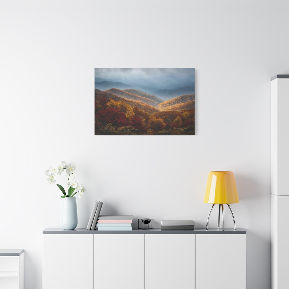 Autumn Ridge Canvas Print — Fall Foliage Mountain Landscape Wall Art