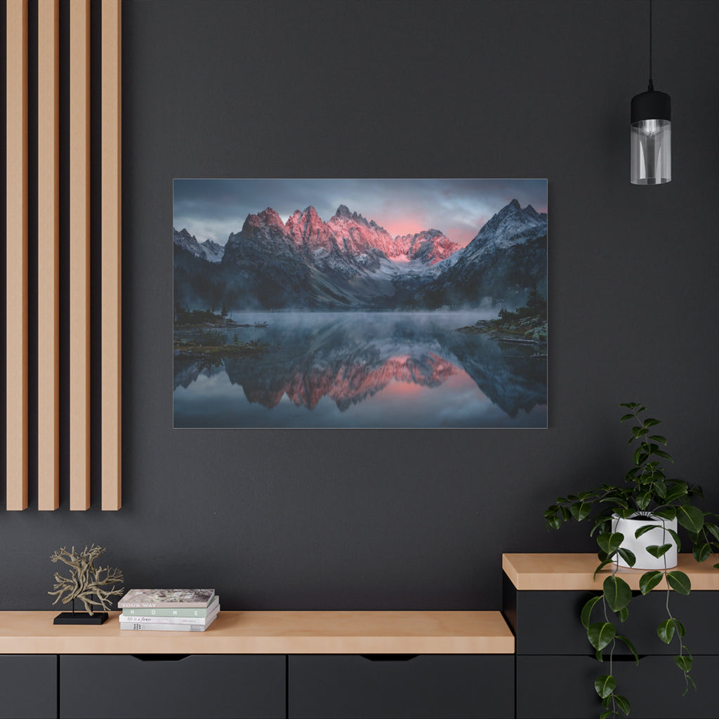 Alpine Dawn Canvas Print — Mountain Sunrise Lake Landscape Wall Art