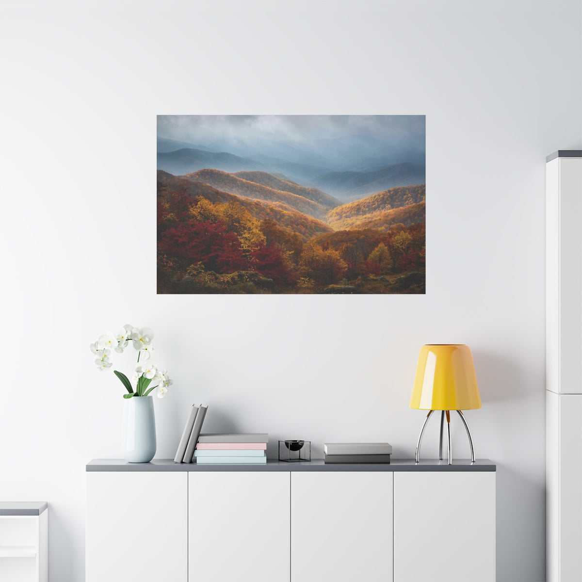 Autumn Ridge Canvas Print — Fall Foliage Mountain Landscape Wall Art