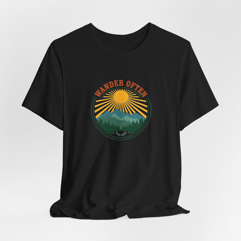 Retro wanderlust badge graphic on a Wander Wild Co vintage classic tee