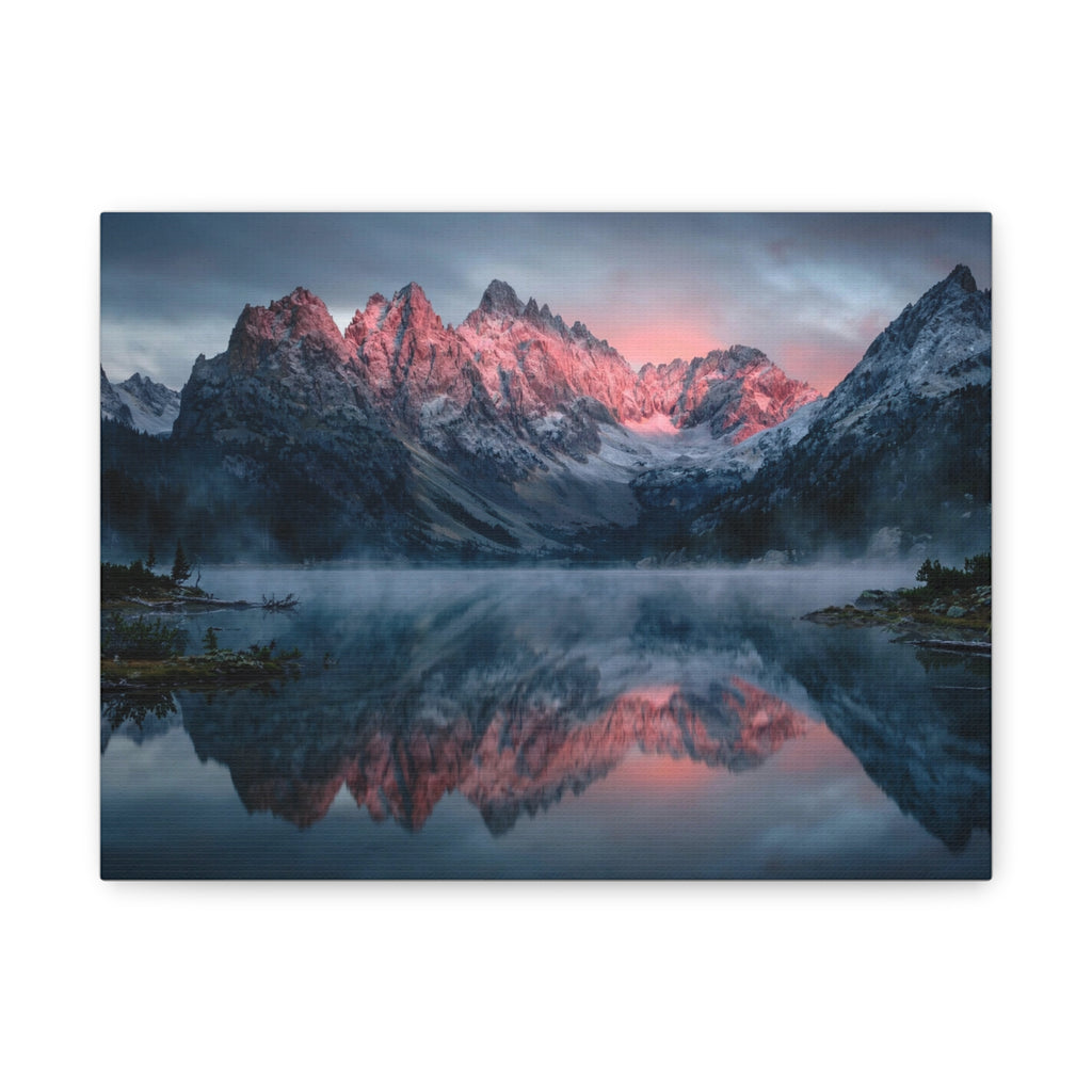 Alpine Dawn Canvas Print — Mountain Sunrise Lake Landscape Wall Art