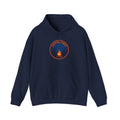 Vintage campfire scene graphic on a Wander Wild Co pullover hoodie