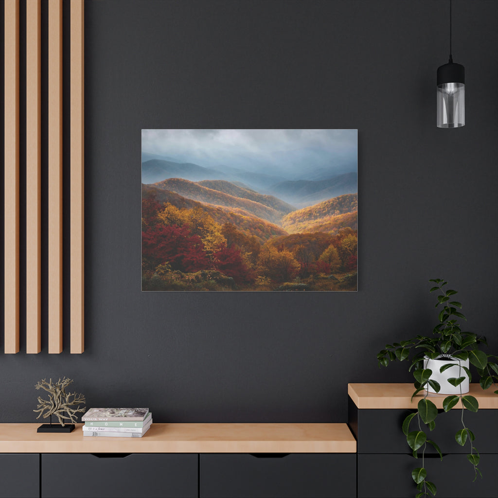 Autumn Ridge Canvas Print — Fall Foliage Mountain Landscape Wall Art