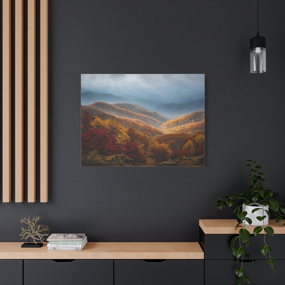 Autumn Ridge Canvas Print — Fall Foliage Mountain Landscape Wall Art