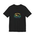 Retro gone fishing badge graphic on a Wander Wild Co vintage classic tee