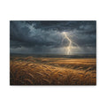 Storm Over the Plains Canvas Print — Lightning Storm Landscape Wall Art