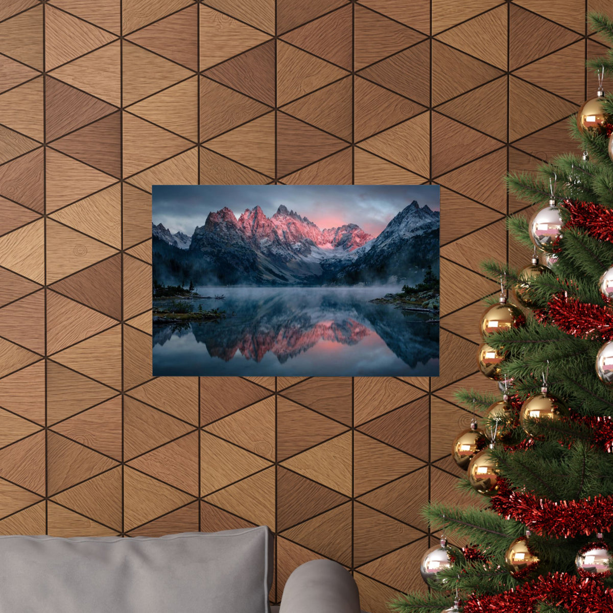 Alpine Dawn Art Print — Alpenglow Mountain Lake Poster