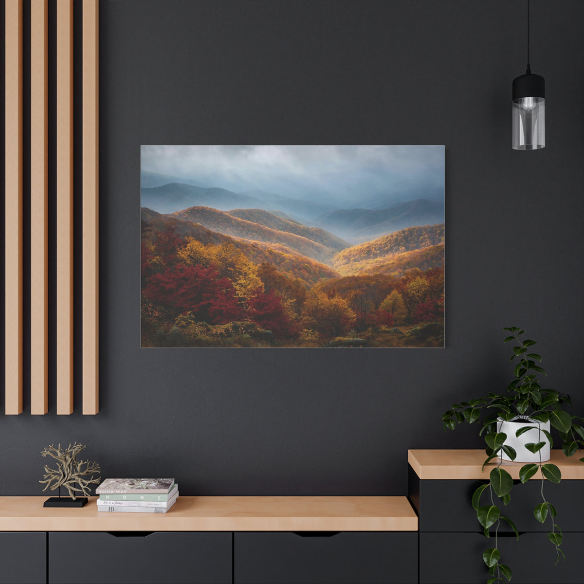 Autumn Ridge Canvas Print — Fall Foliage Mountain Landscape Wall Art