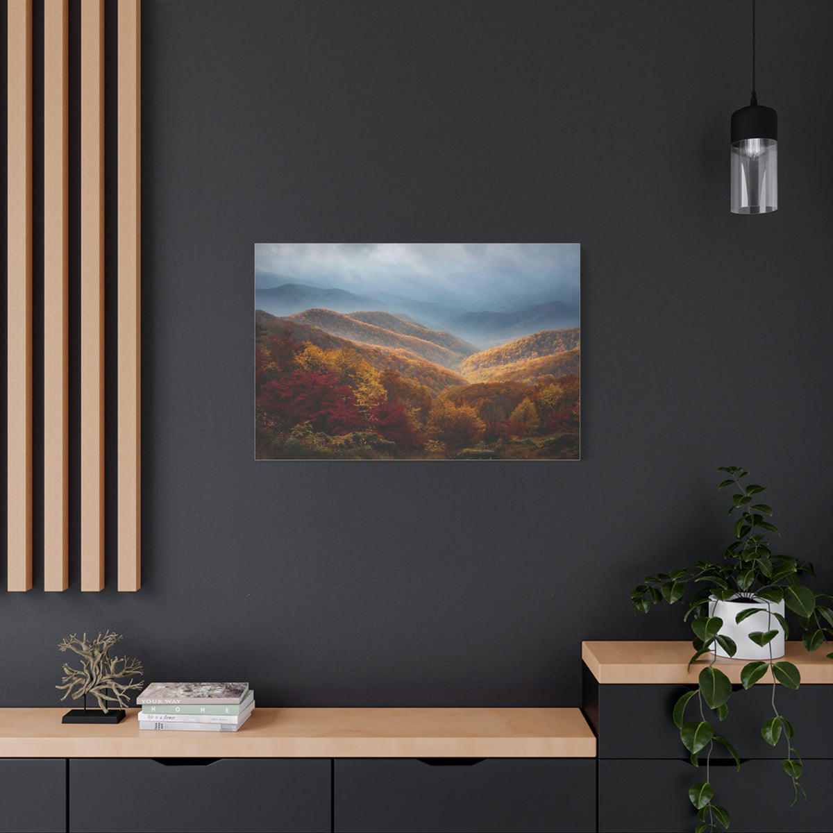 Autumn Ridge Canvas Print — Fall Foliage Mountain Landscape Wall Art