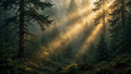 Sunbeams Through Pines — Printable Wall Art (Digital Download)