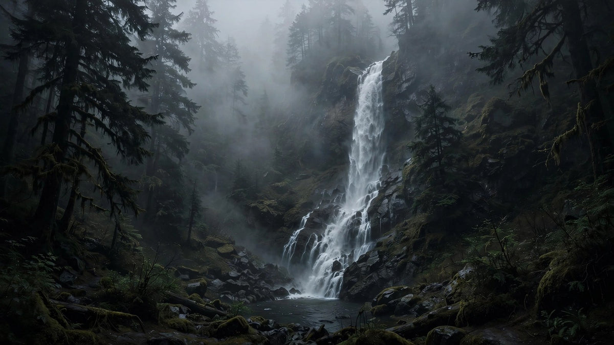 Waterfall in Fog — Printable Wall Art (Digital Download)